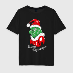 Мужская футболка хлопок Oversize Merry Christmas, Santa Claus Grinch