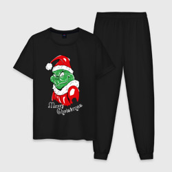 Мужская пижама хлопок Merry Christmas, Santa Claus Grinch