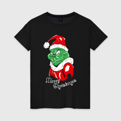 Женская футболка хлопок Merry Christmas, Santa Claus Grinch