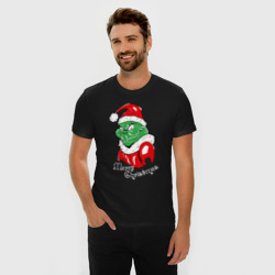 Мужская футболка хлопок Slim Merry Christmas, Santa Claus Grinch - фото 2