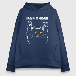 Женское худи Oversize хлопок Iron Maiden rock cat