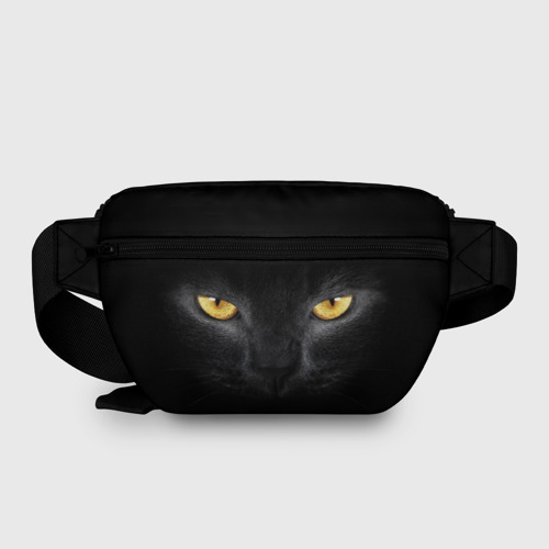 Поясная сумка 3D Чёрная кошка с оранжевыми глазами - фото 2