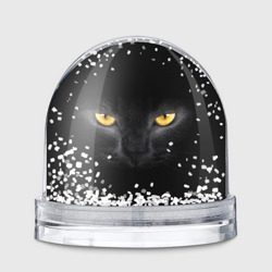 Игрушка Снежный шар Чёрная кошка с оранжевыми глазами