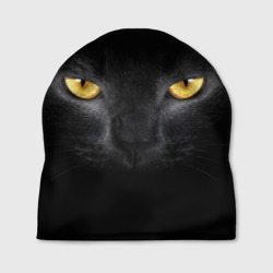 Шапка 3D Чёрная кошка с оранжевыми глазами
