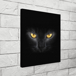 Холст квадратный Чёрная кошка с оранжевыми глазами - фото 2