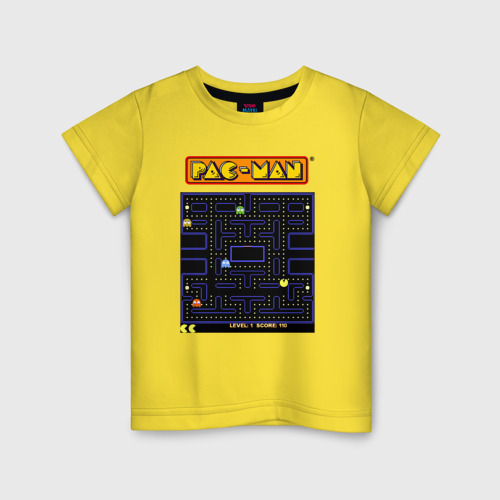 Детская футболка хлопок Pac-Man на ZX-Spectrum, цвет желтый