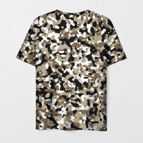 Мужская футболка 3D с принтом Камуфляж зимний лес - мелкий, вид сзади #1