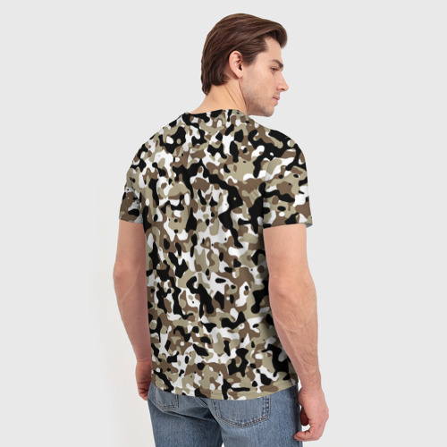 Мужская футболка 3D с принтом Камуфляж зимний лес - мелкий, вид сзади #2