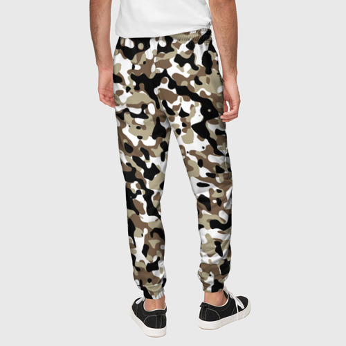 Мужские брюки 3D с принтом Камуфляж зимний лес - мелкий, вид сзади #2