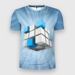 Мужская футболка 3D Slim Трёхцветный кубик Рубика
