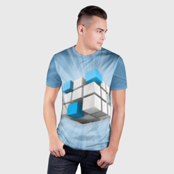 Мужская футболка 3D Slim Трёхцветный кубик Рубика - фото 2