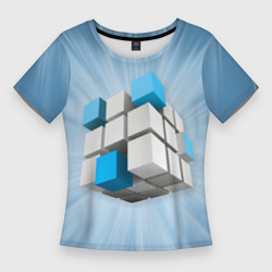 Женская футболка 3D Slim Трёхцветный кубик Рубика