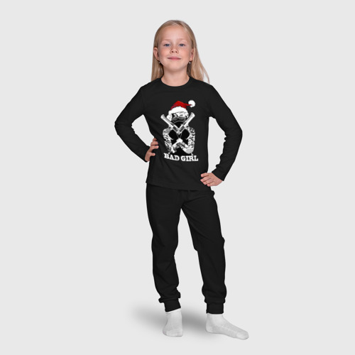 Детская пижама с лонгсливом хлопок Bad girl with guns, цвет черный - фото 7
