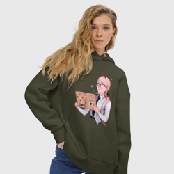 Женское худи Oversize хлопок Пауэр читает книгу - фото 2