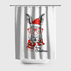 Штора 3D для ванной Santa Rabbit. Merry Christmas!