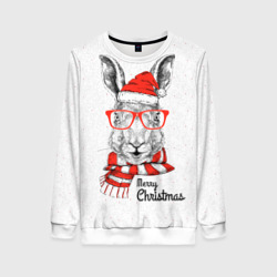 Женский свитшот 3D Santa Rabbit. Merry Christmas!