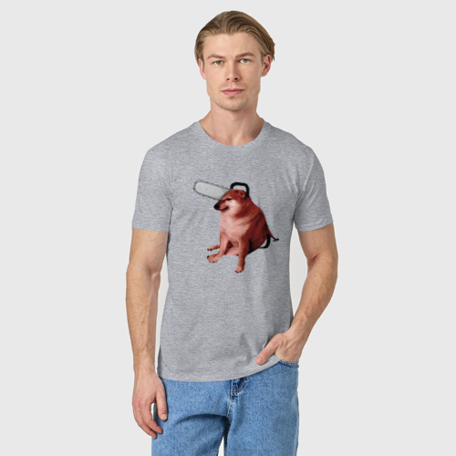 Мужская футболка хлопок Чимс - человек бензопила - Мем, цвет меланж - фото 3