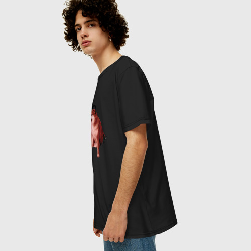 Мужская футболка хлопок Oversize Чимс - человек бензопила - Мем, цвет черный - фото 5
