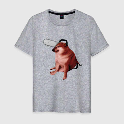 Мужская футболка хлопок Чимс - человек бензопила - Мем, цвет меланж