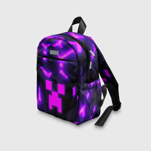 Детский рюкзак 3D с принтом Майнкрафт  розовый, вид сбоку #3