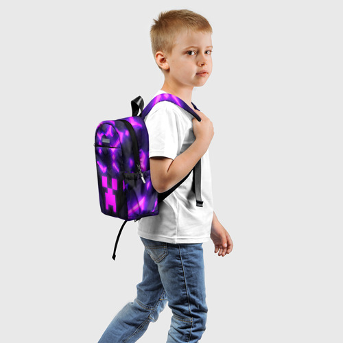 Детский рюкзак 3D с принтом Майнкрафт  розовый, вид сзади #1