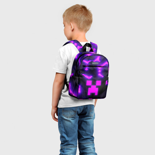Детский рюкзак 3D с принтом Майнкрафт  розовый, фото на моделе #1