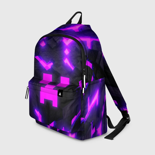 Рюкзак 3D с принтом Майнкрафт  розовый, вид спереди #2