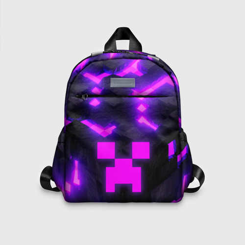 Детский рюкзак 3D с принтом Майнкрафт  розовый, вид спереди #2