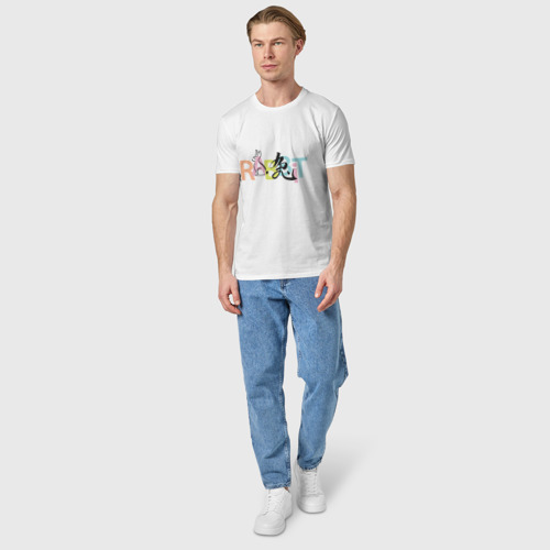 Мужская футболка хлопок Иероглиф - кролик, цвет белый - фото 5