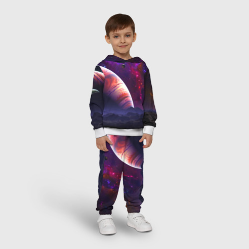 Детский костюм с толстовкой с принтом Бесконечное космическое пространство - Планета, фото на моделе #1