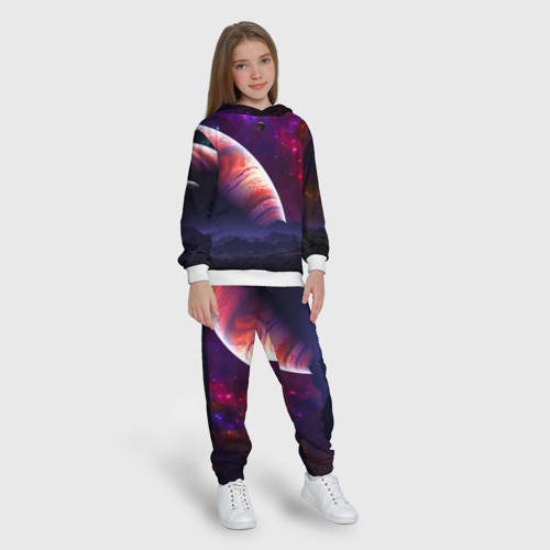 Детский костюм с толстовкой с принтом Бесконечное космическое пространство - Планета, вид сбоку #3