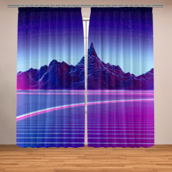 Neon mountains - Vaporwave – Фотошторы с принтом купить