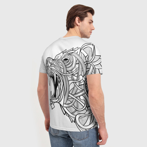 Мужская футболка 3D Медведь тату арт, цвет 3D печать - фото 4