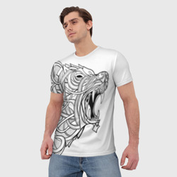 Мужская футболка 3D Медведь тату арт - фото 2