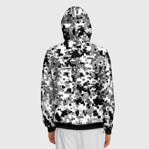 Мужская толстовка 3D на молнии с принтом Городской пиксель камуфляж, вид сзади #2