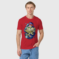 Мужская футболка хлопок Плоская земля - мир на черепахе - фото 2