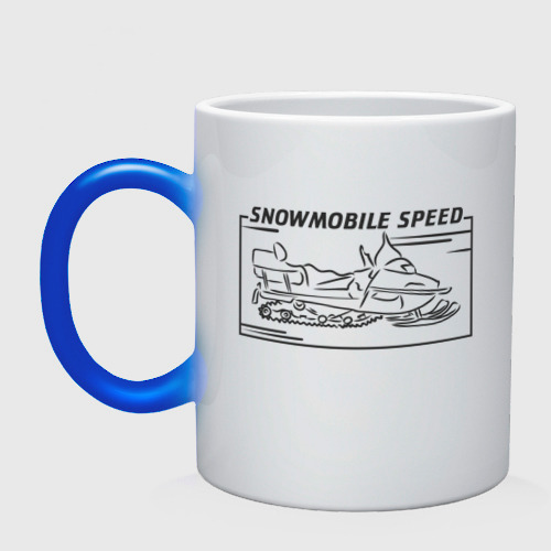 Кружка хамелеон Snowmobile Speed, цвет белый + синий