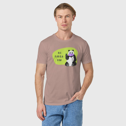 Мужская футболка хлопок с принтом Панда - No pandamia, фото на моделе #1