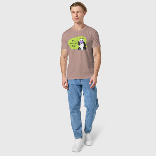 Мужская футболка хлопок с принтом Панда - No pandamia, вид сбоку #3