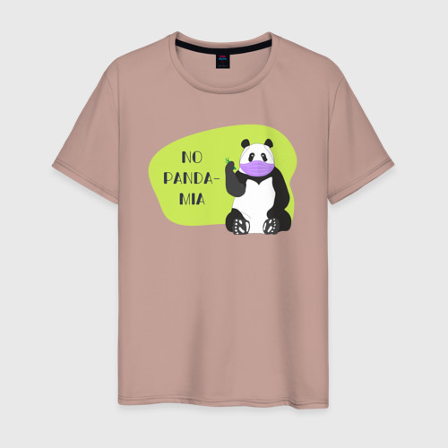 Мужская футболка хлопок с принтом Панда - No pandamia, вид спереди #2