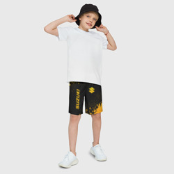 Детские спортивные шорты 3D Suzuki - gold gradient: надпись, символ - фото 2