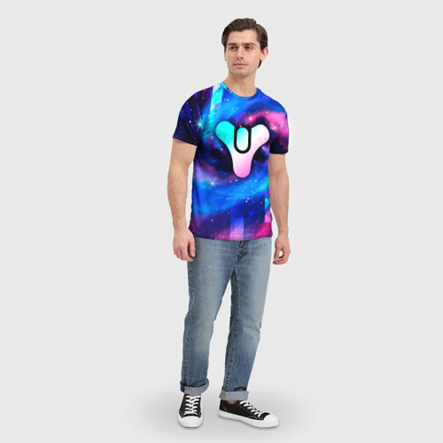 Мужская футболка 3D Destiny неоновый космос, цвет 3D печать - фото 5