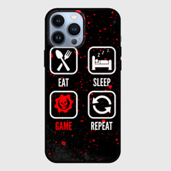 Чехол для iPhone 13 Pro Max Eat, sleep, Gears of War, repeat