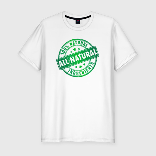Мужская футболка хлопок Slim с принтом Натуральные ингредиенты, вид спереди #2