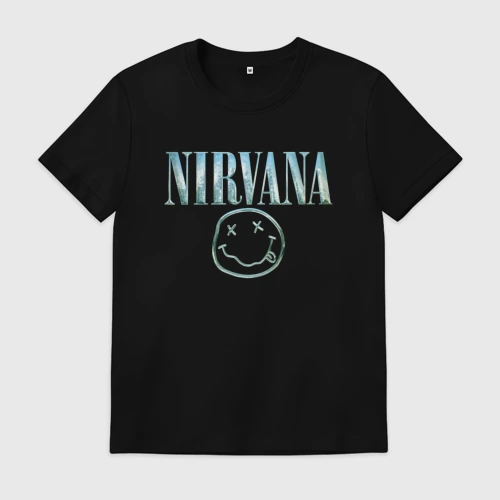 Мужская футболка хлопок с принтом Nirvana смайл, вид спереди #2