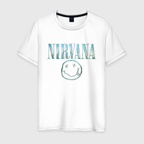 Мужская футболка из хлопка с принтом Nirvana смайл, вид спереди №1