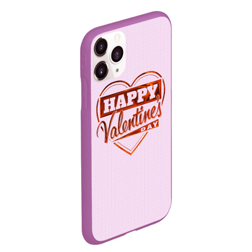 Чехол для iPhone 11 Pro Max матовый Happy Valentine's Day, цвет фиолетовый - фото 3