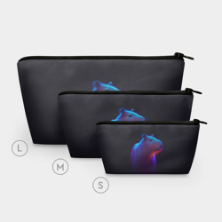 Косметичка 3D Неоновая капибара на чёрном фоне - фото 2