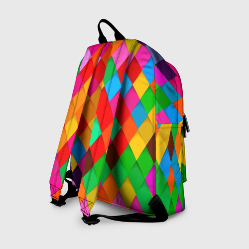 Рюкзак 3D с принтом Цветные лоскуты - пэчворк, вид сзади #1