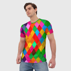 Мужская футболка 3D Цветные лоскуты - пэчворк - фото 2